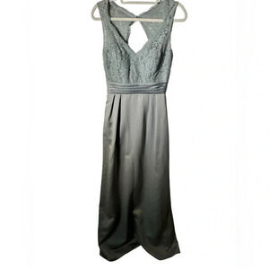 B2‎ Jasmine Gray Lace Long Dress Bridesmaid Prom Home Coming Formal Size 6